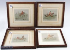 4x Fox Hunting Snaffles Prints Hand Coloured Charlie Johnson Payne, Snaffles, 'Owever ar won me ber'