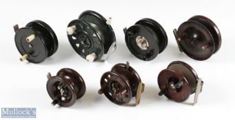 Collection of Various Makers Bakelite and Aerialite Centre Pin Reels (7)  The Paramount 4.5"  with