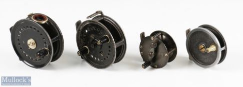 Collection of various named fly casting reels (4) Allcock 2.5" brass winch with counter balance