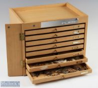 8x Drawer Wooden fly Cabinet with Gut Eye Flies features a selection of approx 140 fully dressed