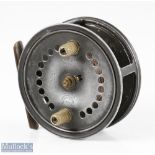 C Farlow & Co London 'The Barrett Spinning Reel' 4" alloy drum reel with Holdfast Logo, four