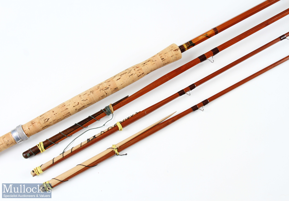 D Sharpes Ltd of Aberdeen The Aberdeen spliced split cane Salmon Fly Rod, 12' 3pc plus spare tip - Image 2 of 3