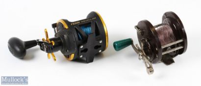 Penn Squall 25N multiplier reel in black and gold finish, star drag, loaded with line, together with