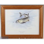 D John Wood Dinner! for whom? The Salmon' colour print framed measures 19x15" approx.