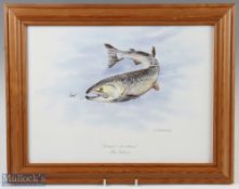 D John Wood Dinner! for whom? The Salmon' colour print framed measures 19x15" approx.