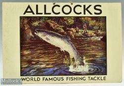 Allcocks 'World Famous Fishing Tackle' Display on card measures 19"x13" approx with string at top,
