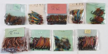 Various Salmon Flies including: 2 doz Black Doctor (size 2/0), 2 doz Jock Scott (size 2/0), 8 doz