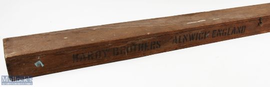 Hardy Brothers Alnwick mahogany Travel Box, 70" S x 3" D, width of base 4 ½", tapering to 2 ¾"