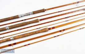 J S Sharpes Scotland Scottie, impregnated split cane spinning rod, 9'3" MCB; A E Rudge & Son