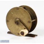 Early J Bernard & Son Makers, 4 Church Place, Piccadilly, London 2.5" brass crank wind fly reel