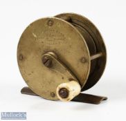 Early J Bernard & Son Makers, 4 Church Place, Piccadilly, London 2.5" brass crank wind fly reel