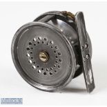 Fine Replica Hardy Bros Brass Face 2 5/8" wide drum Perfect fly reel appears with rod in hand,