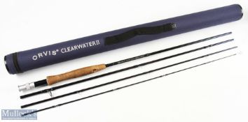 Orvis Clearwater II 906-4 tip flex 9.5 carbon fly rod, 9' 4pc line 6#, up-locking alloy reel seat,