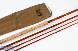 J Sharpes Ltd Aberdeen retailed by Farlows London, spliced split cane Salmon Rod, 14' 3pc line 10/