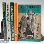 5x Richard Walker Fishing books, to include Walker's pitch 1959+1966, Dick Walkers Angling1979,
