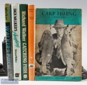 5x Richard Walker Fishing books, to include Walker's pitch 1959+1966, Dick Walkers Angling1979,