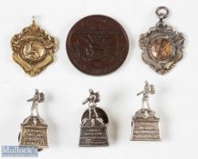 1933-1950s Collection of Angling Medals, Medallions, Shields - 5 are hallmarked silver, a 1933