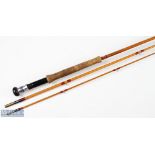 Falcon Redditch Hollow Cane Fly Rod 9' 6" 3pc, line 7#, red agate butt/tip rings, all original,