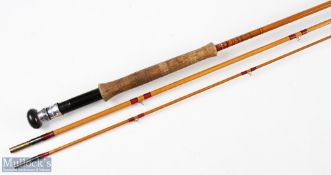 Falcon Redditch Hollow Cane Fly Rod 9' 6" 3pc, line 7#, red agate butt/tip rings, all original,
