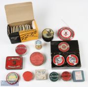 Interesting collection of various makers silk lines, line dressing, leader wire, bobbins et al (