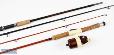 Unusual glass Spinning Rod with integrated fixed spool reel, 7' approx. 2pc, Bronson 63L (USA)