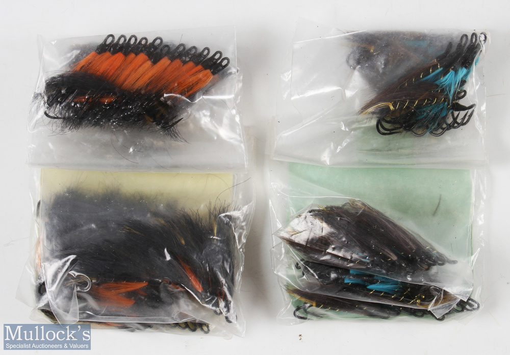 Assorted Salmon Flies Doubles including: 5 doz Hairy Mary (size 4), 5 doz Stinchar Stoats Tail (size