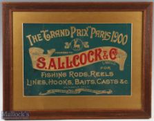 S Allcock & Co Redditch framed 'The Grand Prix, Paris 1900' Point of Sale Poster in gold gilt,