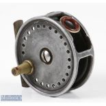 Ogden Smith London Alloy Fly Reel 2 ½" approx., ported spool with ivorine handle, red agate line
