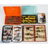 5x boxes of Salmon and Sea Trout Flies: comprising Hardy plastic box with over 25 single, double and