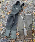 Barbour Chest Waders size S, with studs to soles together with John Norris Neoprene Chest Waders