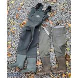 Barbour Chest Waders size S, with studs to soles together with John Norris Neoprene Chest Waders