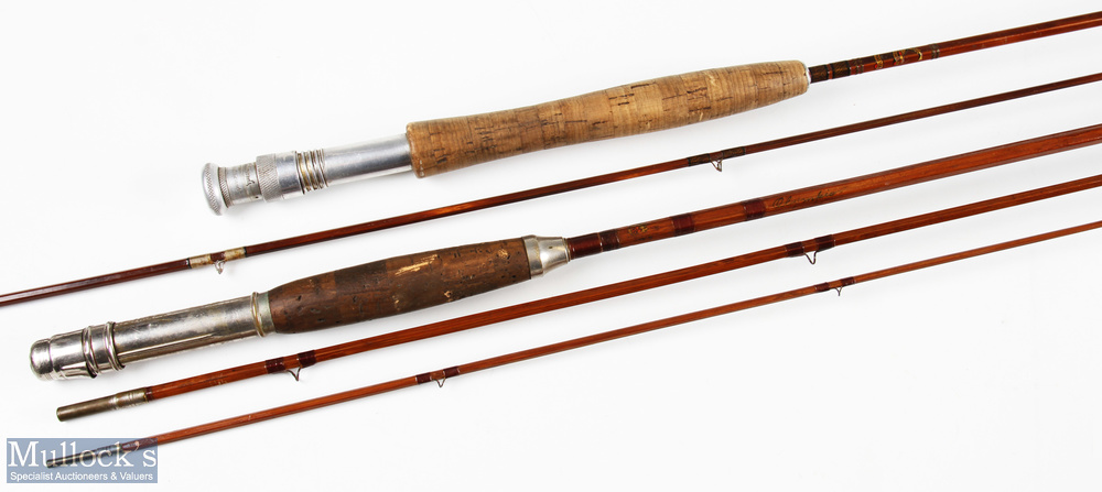 Millwards Flymaster split cane fly rod 8'6" 2pc uplocking alloy seat, agate lined butt/tip rings, in