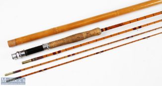 F C Cox The Lennox Split Cane Fly Rod, 9' 3pc, mid section 4" short plus spare tip (6" short), red