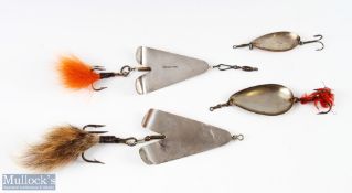 Collection of Big Game Baits (4) Allcock Stamped Otter style spinner c/w treble - 3.75" copper