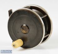 Hardy Bros 4" Brass and Ebonite Salmon reel c1886-1897 with oval and rod in hand maker's marks,