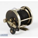 An unnamed multiplier reel in the style of Vom Hofe, nickel frame and hard rubber side plates,