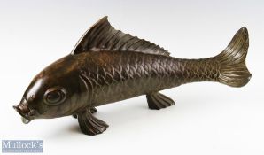 Large Common Carp Bronze Figure measures 60cm length, 30cm height, no apparent maker's marks