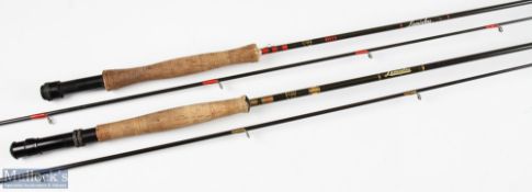 2x Lamiglas Grafite Fly Rods 9'10" 2pc line 8/9# alloy down locking reel seat, lined rings, both