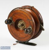 Hardy Bros 'New Nottingham' 4 ½" wood and brass star back reel maker's details to brass back, with