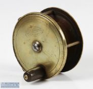 J Bernard & Son Makers 4 Church Place London 3.5" brass salmon reel c1860: foot filed both ends-