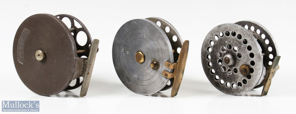 3x various trotting/centre reels - Albert Hodder 3.5" ventilated wide drum trotting reel, pillar - Image 2 of 2