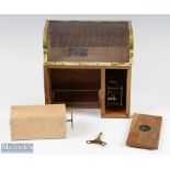 Antique Japan Wooden Mayfly and Fly Catcher with key wound clockwork mechanism, measures 10"x9.5"