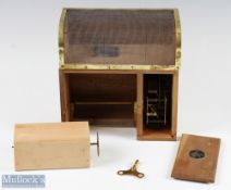 Antique Japan Wooden Mayfly and Fly Catcher with key wound clockwork mechanism, measures 10"x9.5"