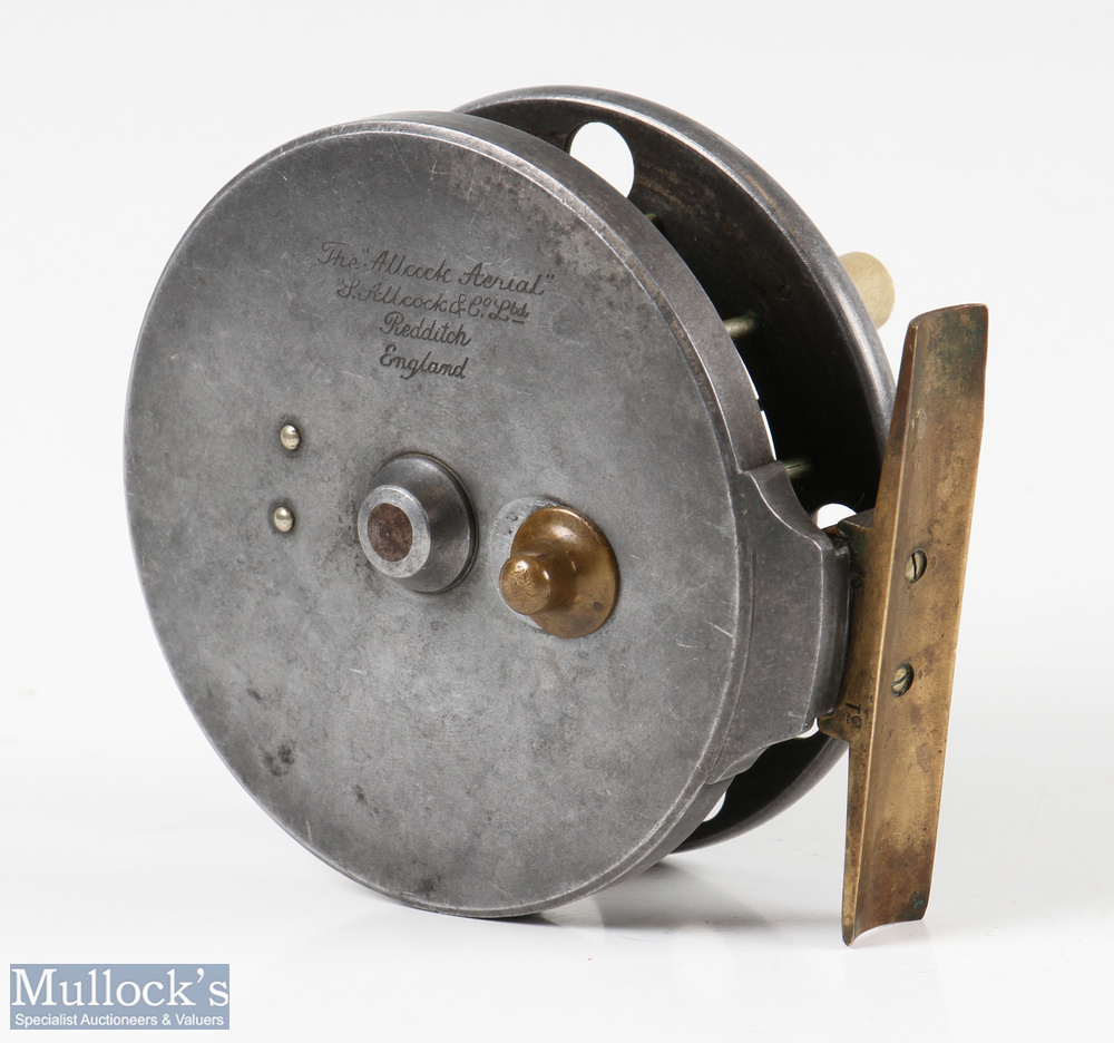 S. Allcock 'The Aerial' 3 ½" alloy centrepin reel with maker's marks to rear plate, stamped 'Patent' - Image 2 of 2