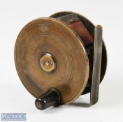 P D Malloch Perth 4" all brass salmon fly reel with good Shield maker's stamp mark, interesting