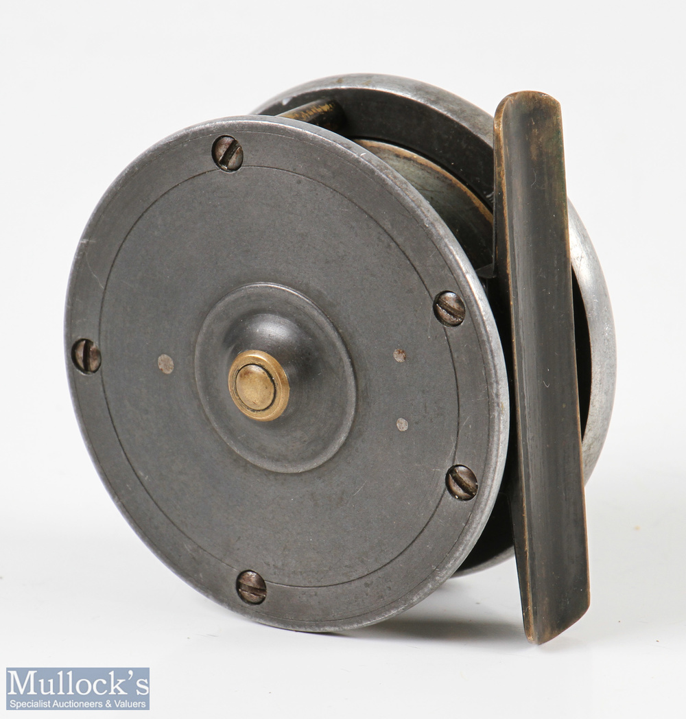 P D Malloch of Perth 2 1/2" alloy fly reel with oval maker's marks, smooth brass foot, constant - Image 2 of 2