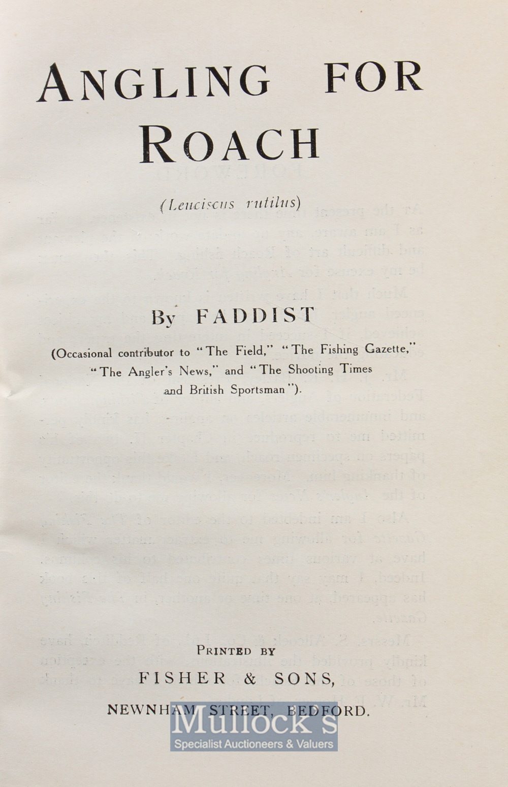 Faddist - 'Angling for Roach' printed by Fisher & Sons Bedford 1st ed binding little worn - Image 2 of 2