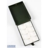Hardy Bro The 'Visible' Dry Fly Box in green rexine type case features 8 compartments internally,