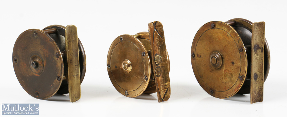 Early Scottish Named Brass Fly Reels (3) R Anderson & Sons Princes St, Edinburgh, 2.75" brass - Image 2 of 2
