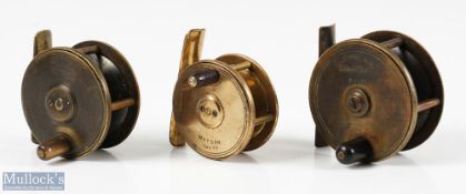 Early Scottish Named Brass Fly Reels (3) R Anderson & Sons Princes St, Edinburgh, 2.75" brass